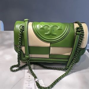 New Tory Burch Fleming Soft Woven Convertible Shoulder Bag. New never